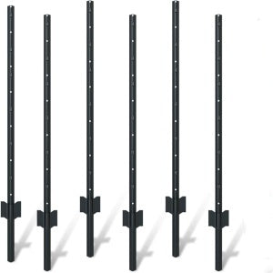6 Piece Garden Fence Post Set, 4-foot Heavy-duty U-shaped Metal Posts