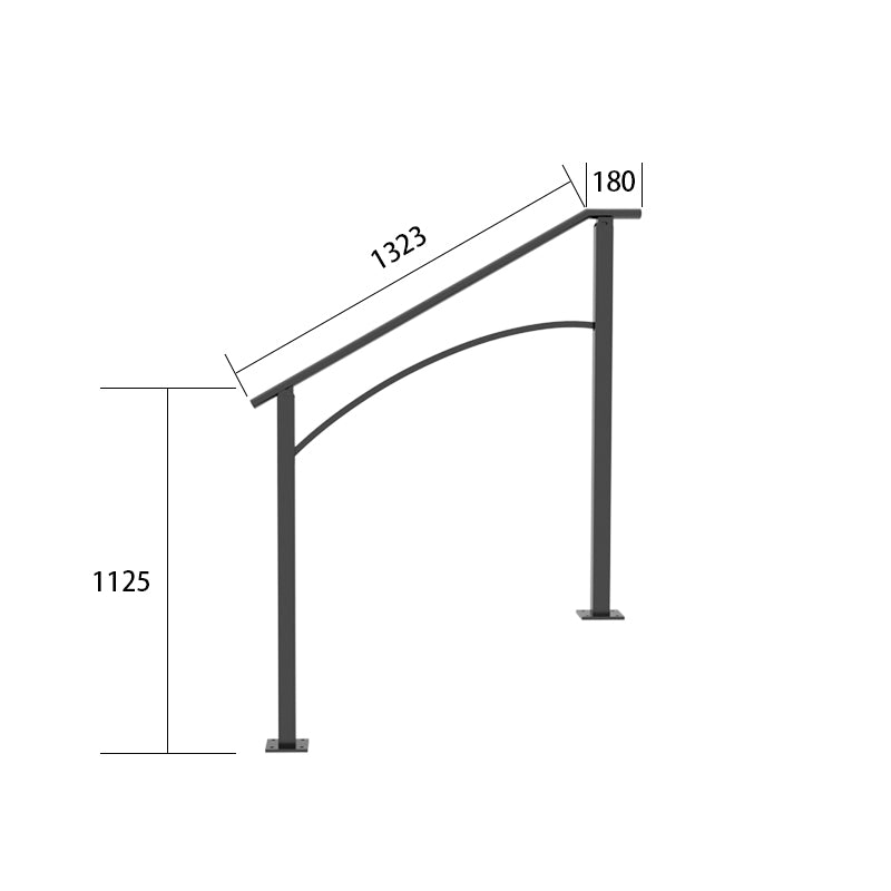Handrails For Outdoor Steps, Fit 1 Or 3 Steps Stair Railing, Black