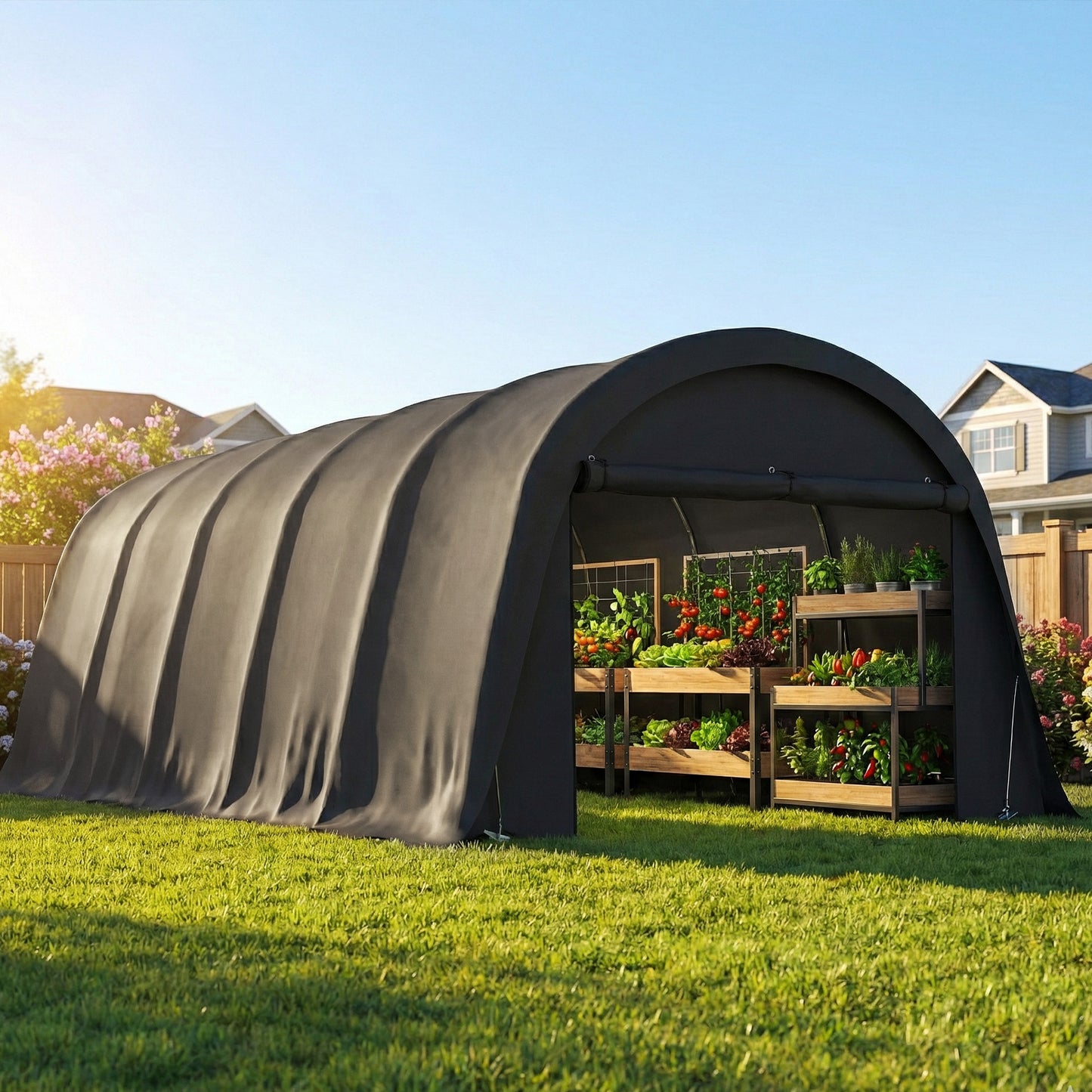 Heavy Duty 12x23.6 ft Portable Carport Canopy Tent - Dark Gray