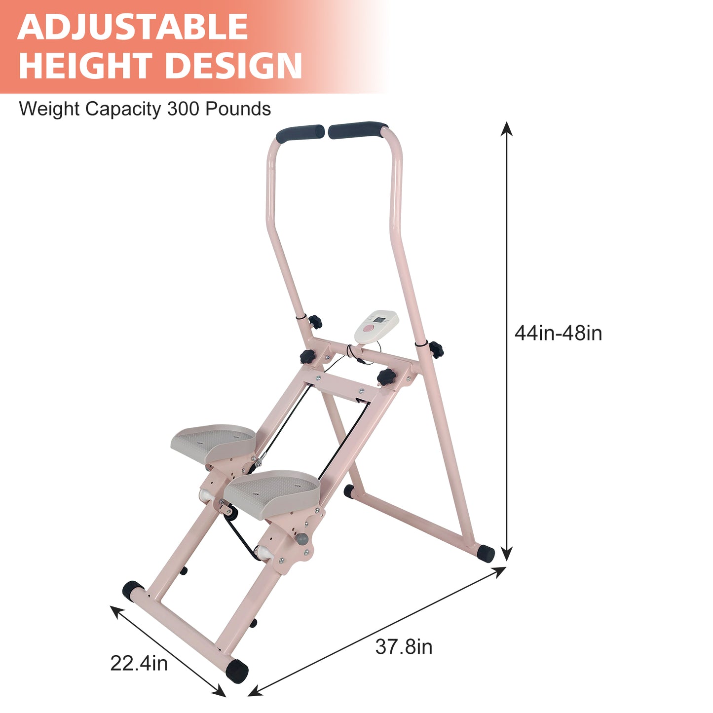 Folding Vertical Stair Stepper Cardio Machine - Pink & White