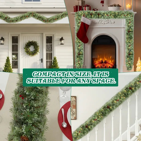 Pre-Lit Snow Flocked Christmas Garland - 2 Pack, 9FT with 200 Lights