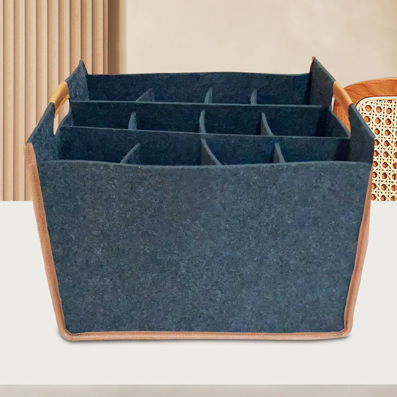 Large Capacity Felt Storage Basket for Household Organization - Black & Dark Grey