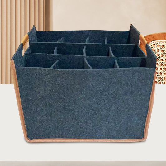 Large Capacity Felt Storage Basket for Household Organization - Black & Dark Grey