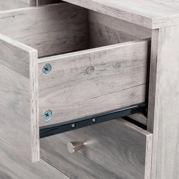 5-Drawer Chest with Matte Gold Handles - Gray Particle Board