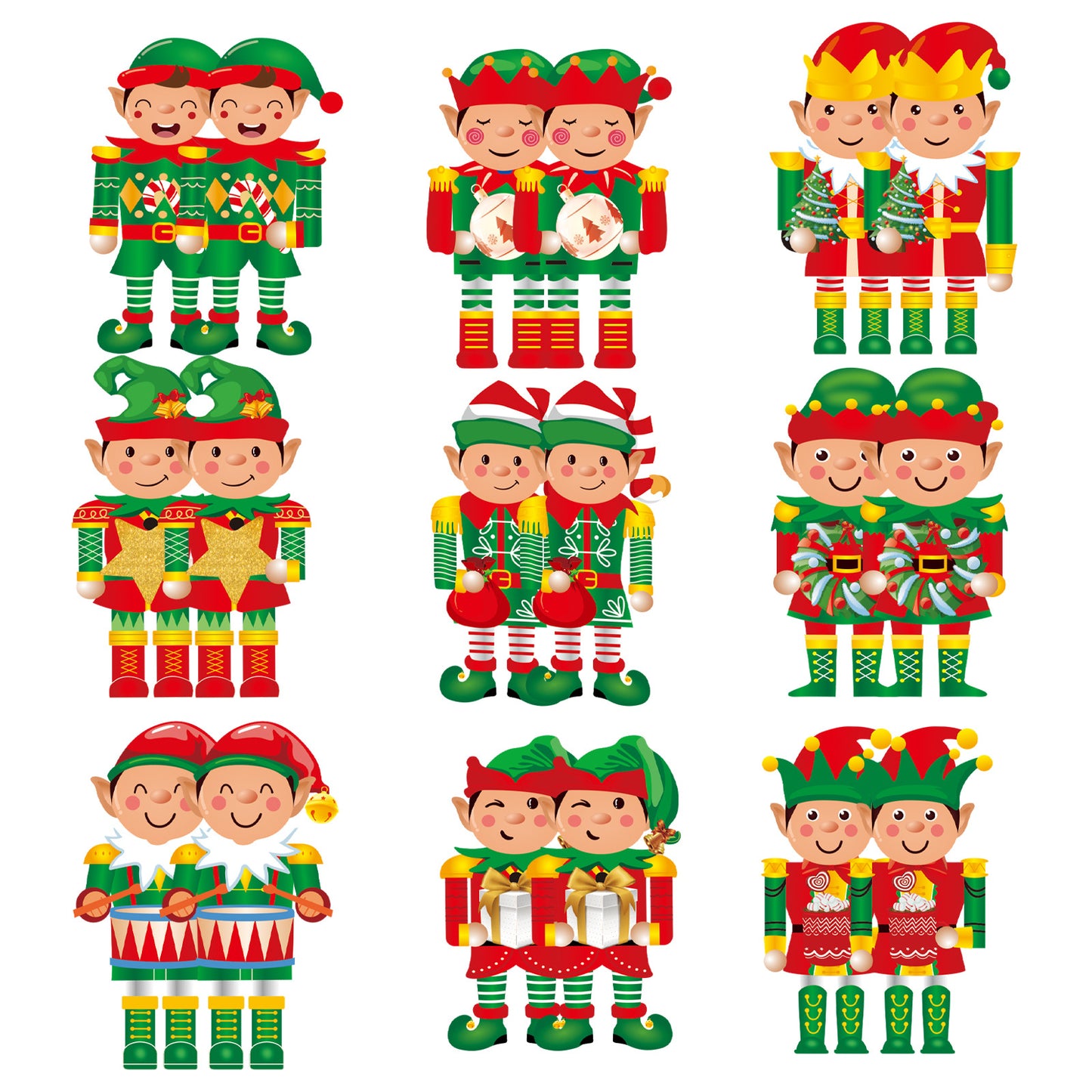 Christmas Wooden Pendant Doll Decorations Set - 18PCS Holiday Decor
