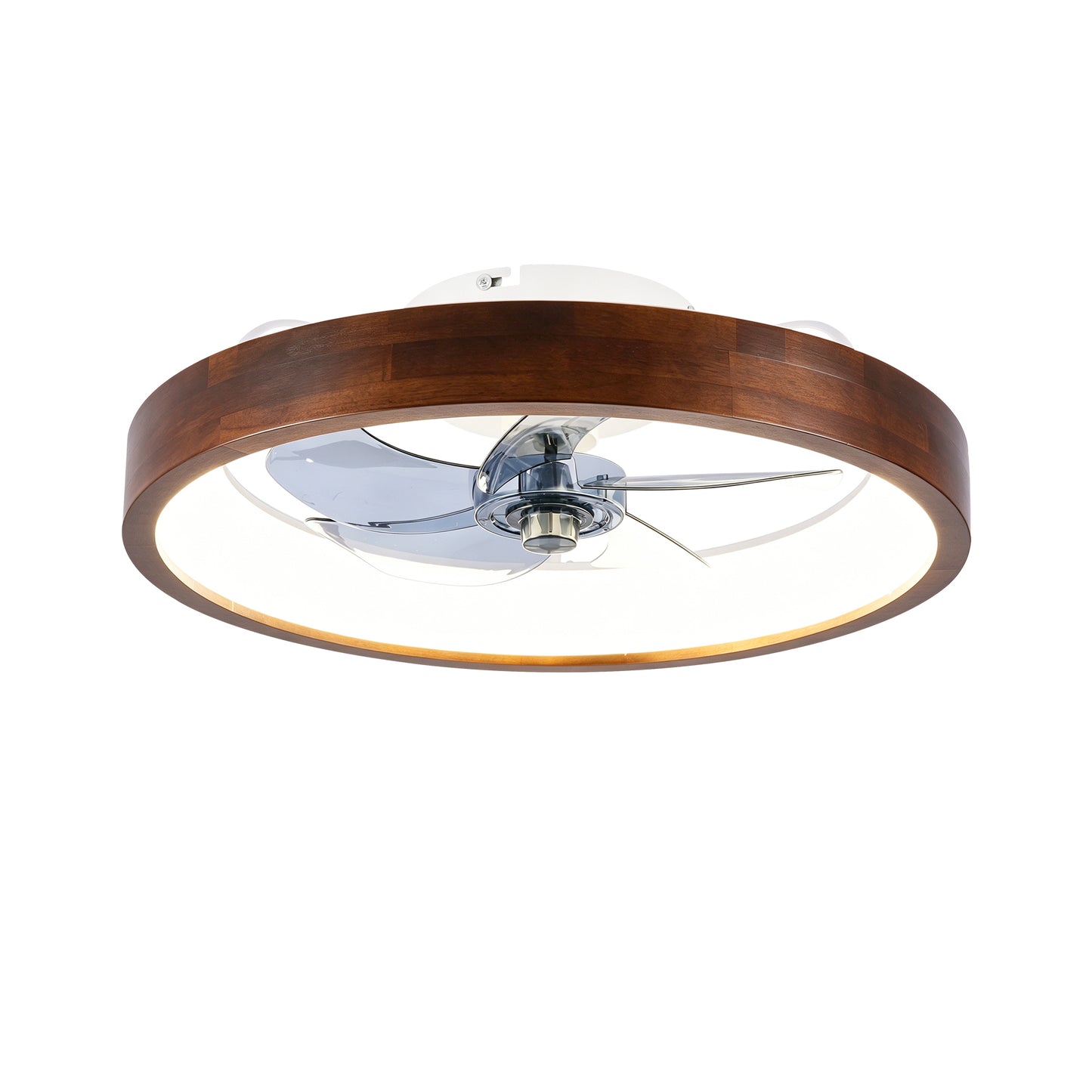 20" Modern Flush Mount Ceiling Fan with Dimmable LED Light - White