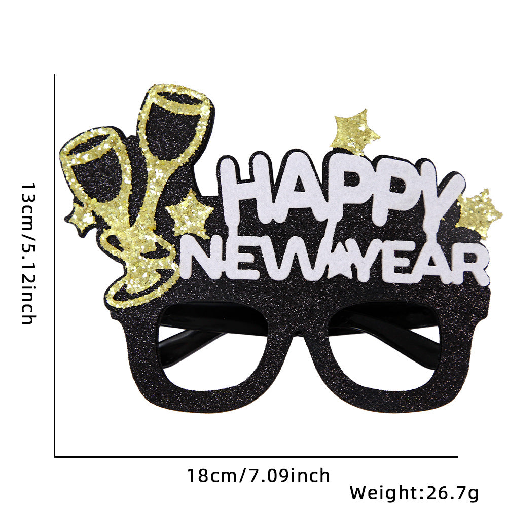Funny New Year Party Glasses Photo Props - Holiday & Celebration Accessories