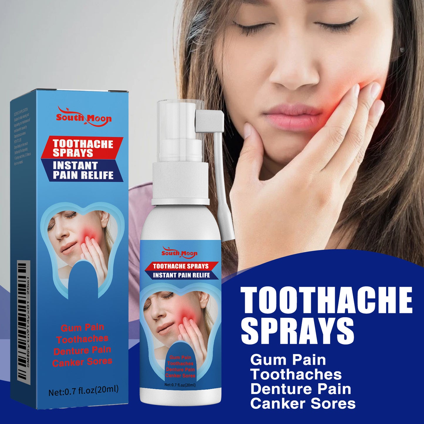 Oral Care Spray for Gum Relief and Teeth Comfort with Peppermint