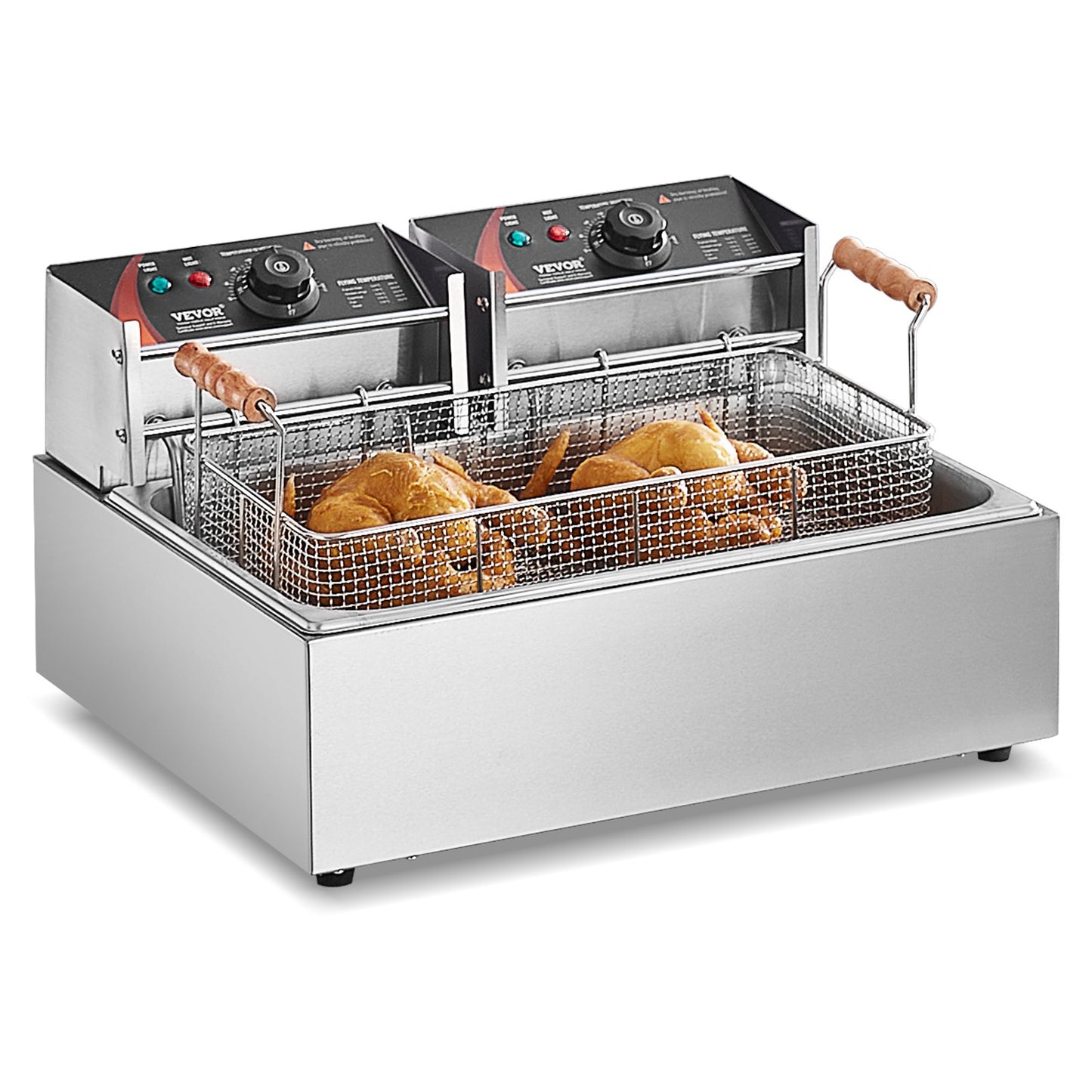 Commercial 18Qt Electric Deep Fryer 3000W Countertop with 2 Baskets