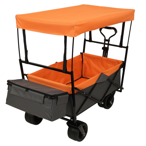 Large Capacity Collapsible Wagon with Canopy and Mosquito Net - All-Terrain Wheels, Foldable Garden Cart