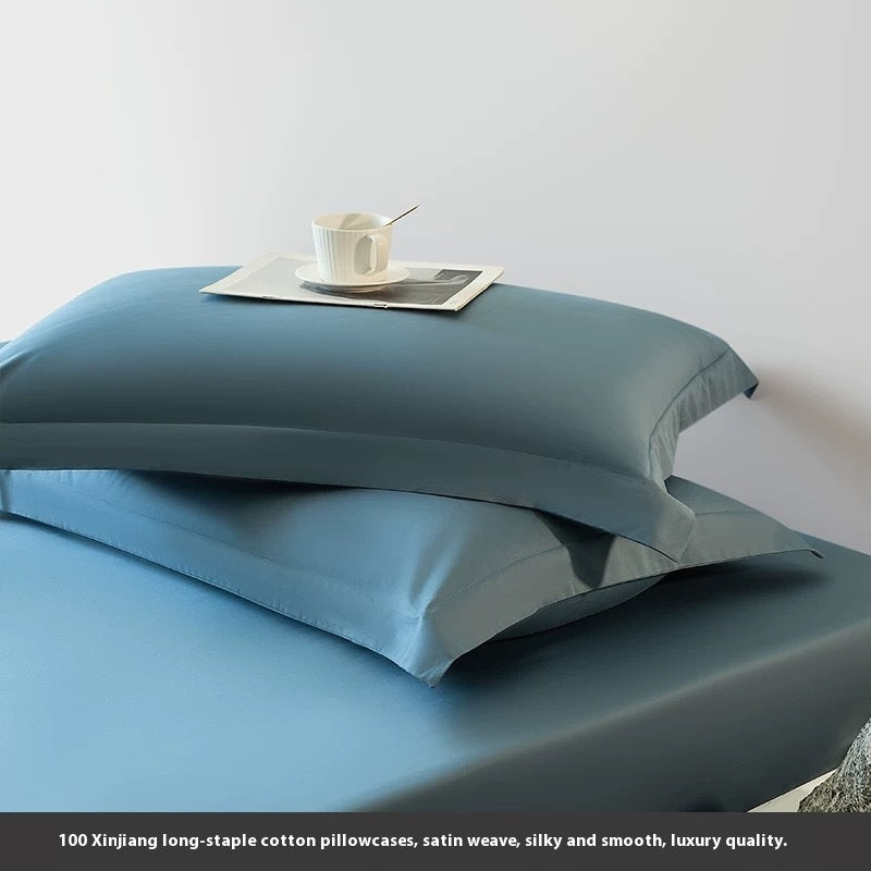 Solid Color Cotton Pillowcase Set - 48x74cm Long-Staple Home Bedding