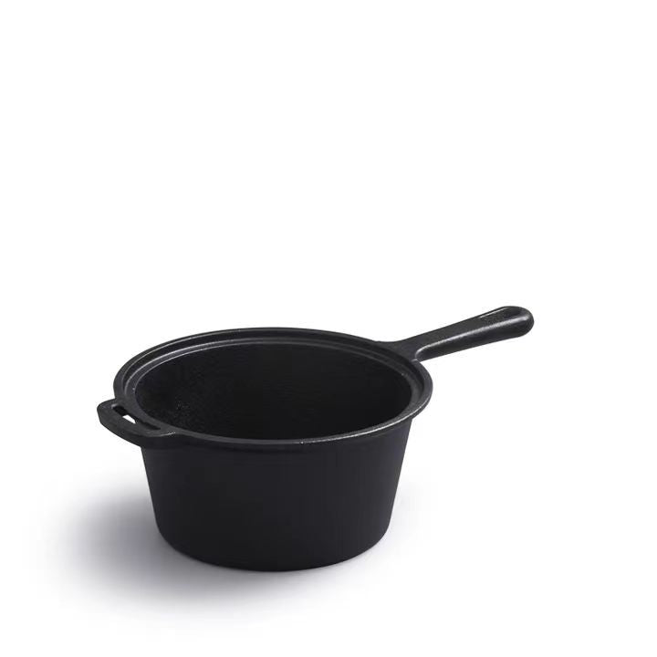 Cast Iron Baby Food Pot with Handle and Cover for Cooking Soup and Milk