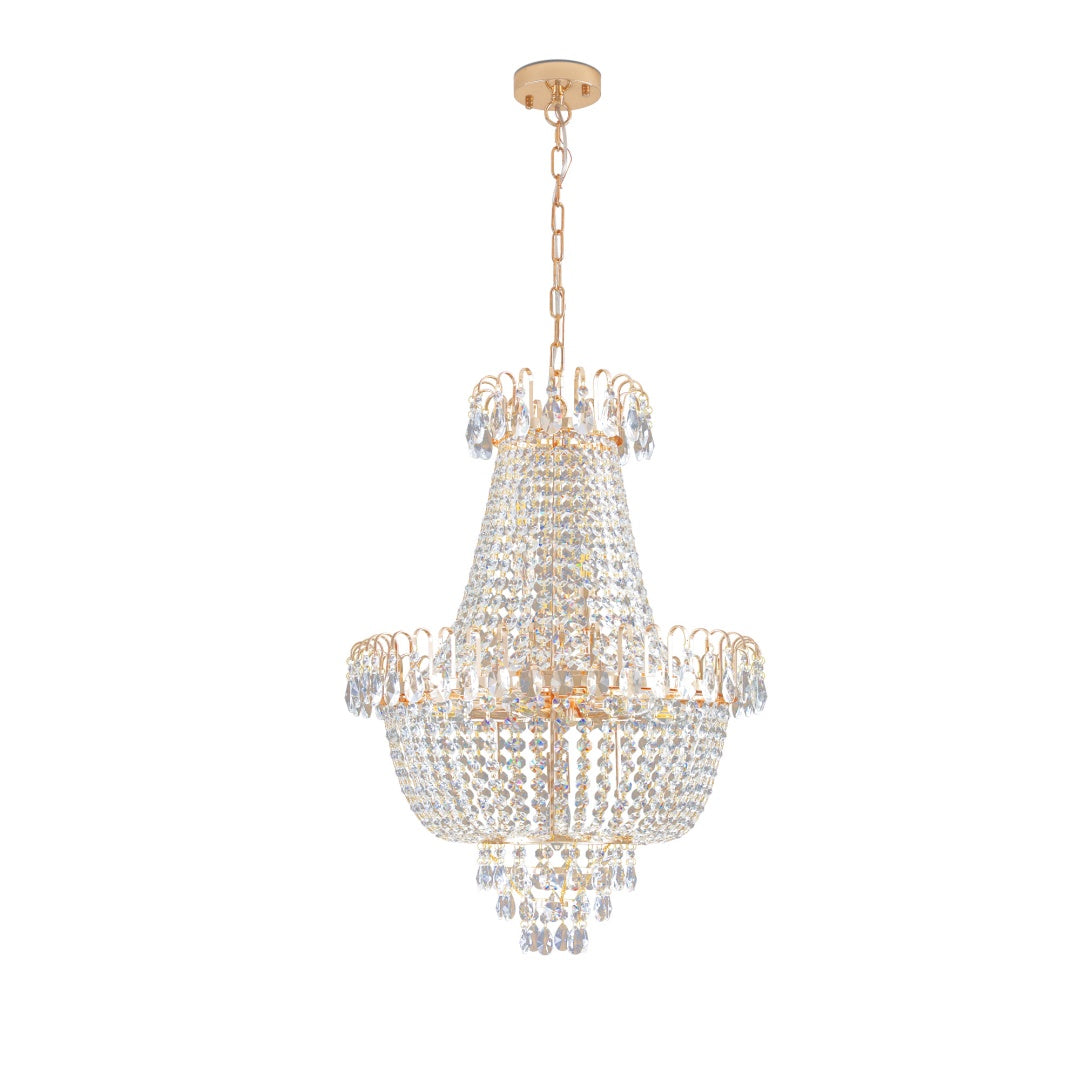 Large Gold Crystal Chandelier - Contemporary Ceiling Light Fixture