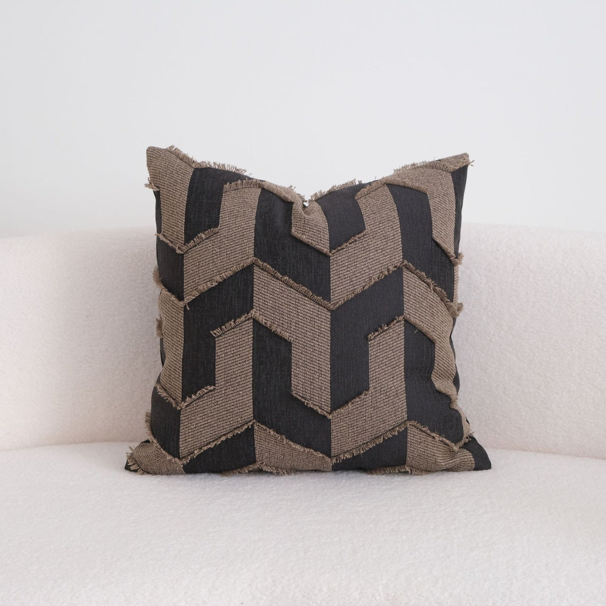 Geometric Pattern Pillowcase with Tassels for Sofa & Home Decor