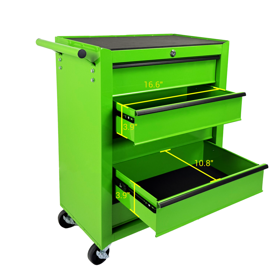 Rolling 5-Drawer Tool Chest - 20-Inch Steel Storage Organizer - Green