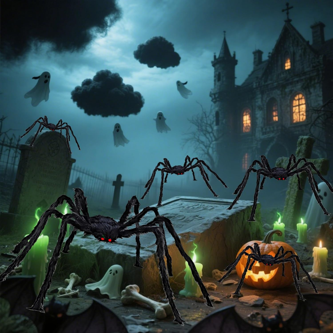 Giant 6.6 Ft Furry Spider Halloween Decoration - Outdoor & Indoor