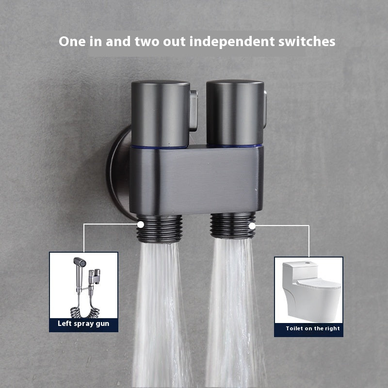 Two-Way Angle Valve Water Gun for Toilet Kitchen Shower - Stainless Steel