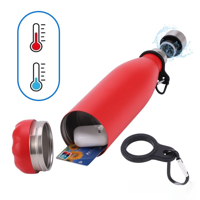 Large Capacity Outdoor Storage Cup - Stainless Steel Water Bottle with Ring