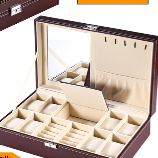 Leather Watch Storage Box with Multiple Compartments - Creative Home Organizer