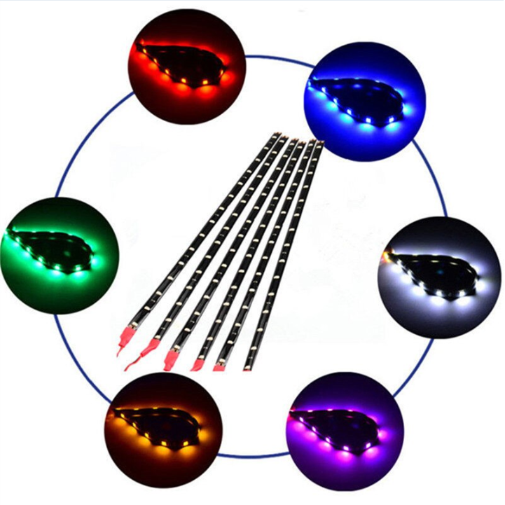Waterproof 12'' 15 LED Car Motorcycle Underbody Light Kit - 12V DC, Multi-Color 6 Pack