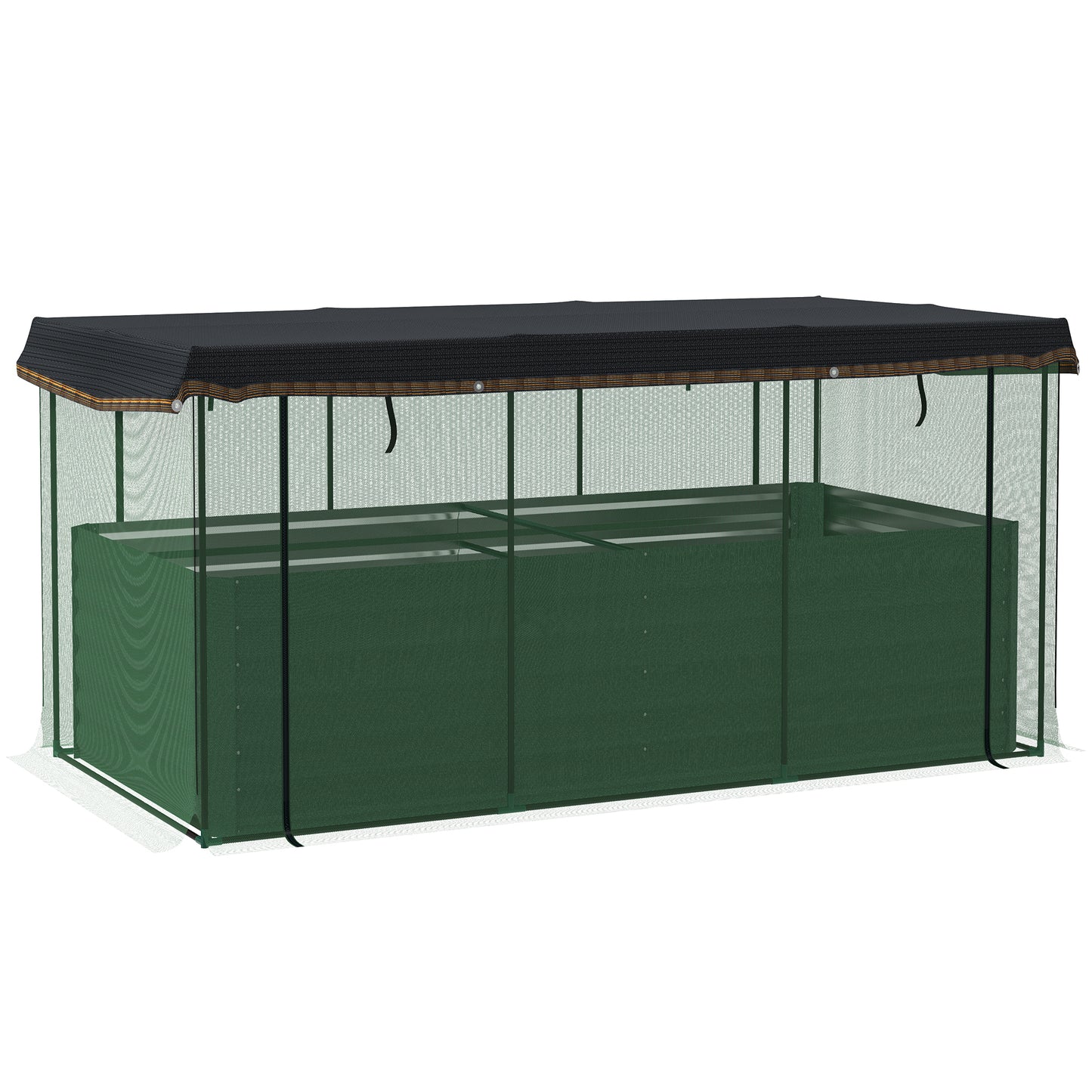 Galvanized Steel Raised Garden Bed with Crop Cage and Shade Cloth - Green