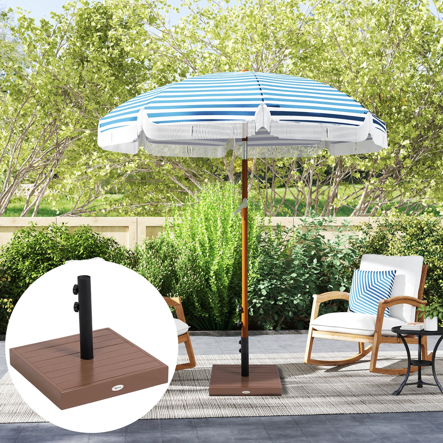 Concrete Patio Umbrella Base - 42 lbs Heavy Duty for 1.25/1.5" Poles - Coffee