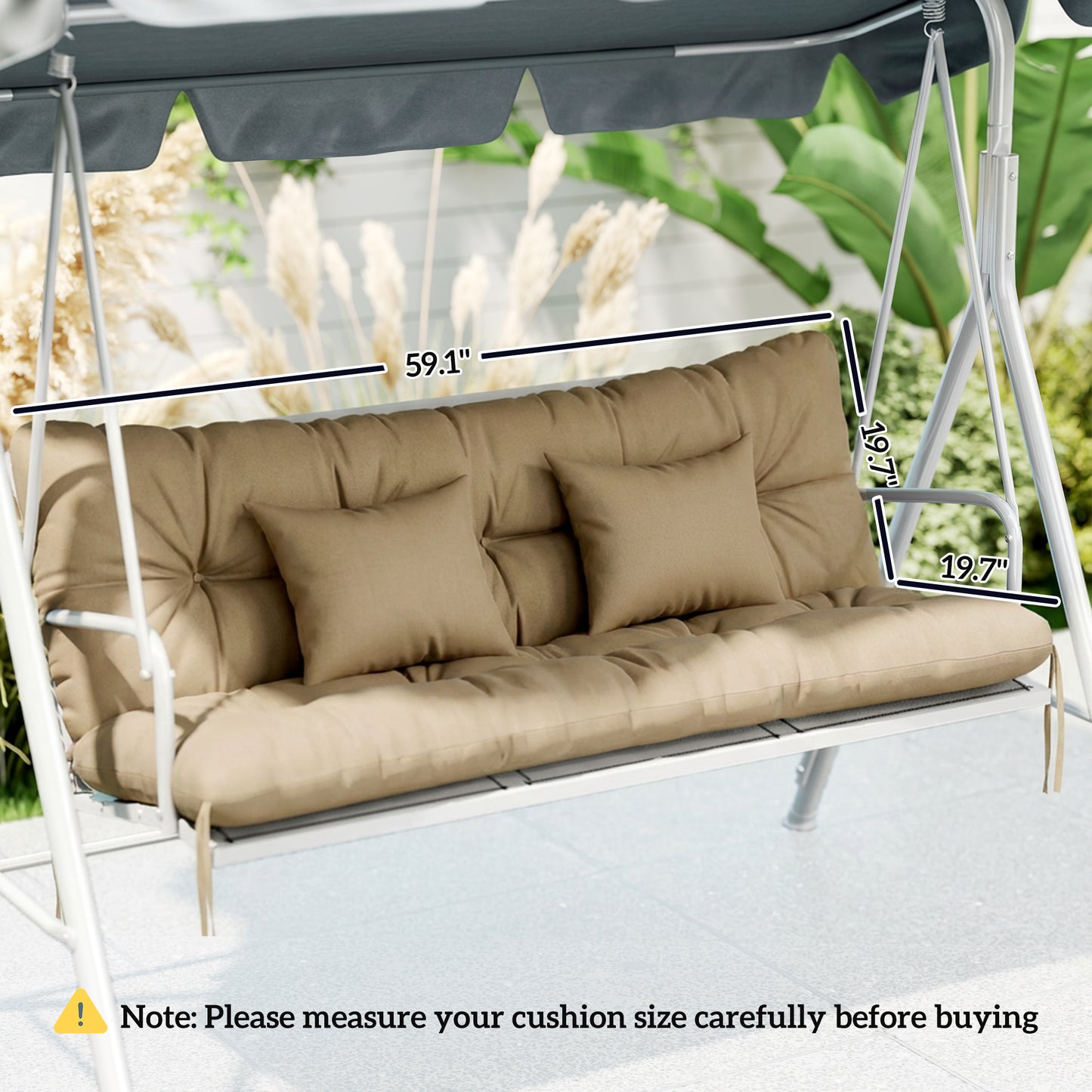 4-Piece Patio Chair Cushion Set with Ties - Khaki