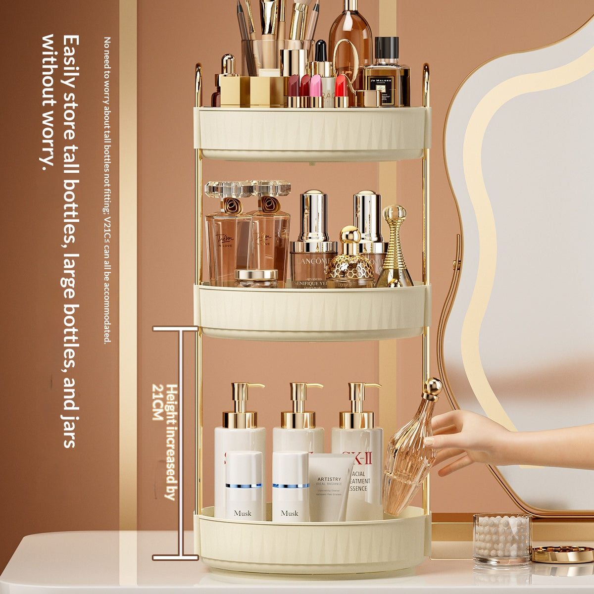 Desktop Vanity Makeup and Skincare Organizer Rack with Multi-Tier Storage