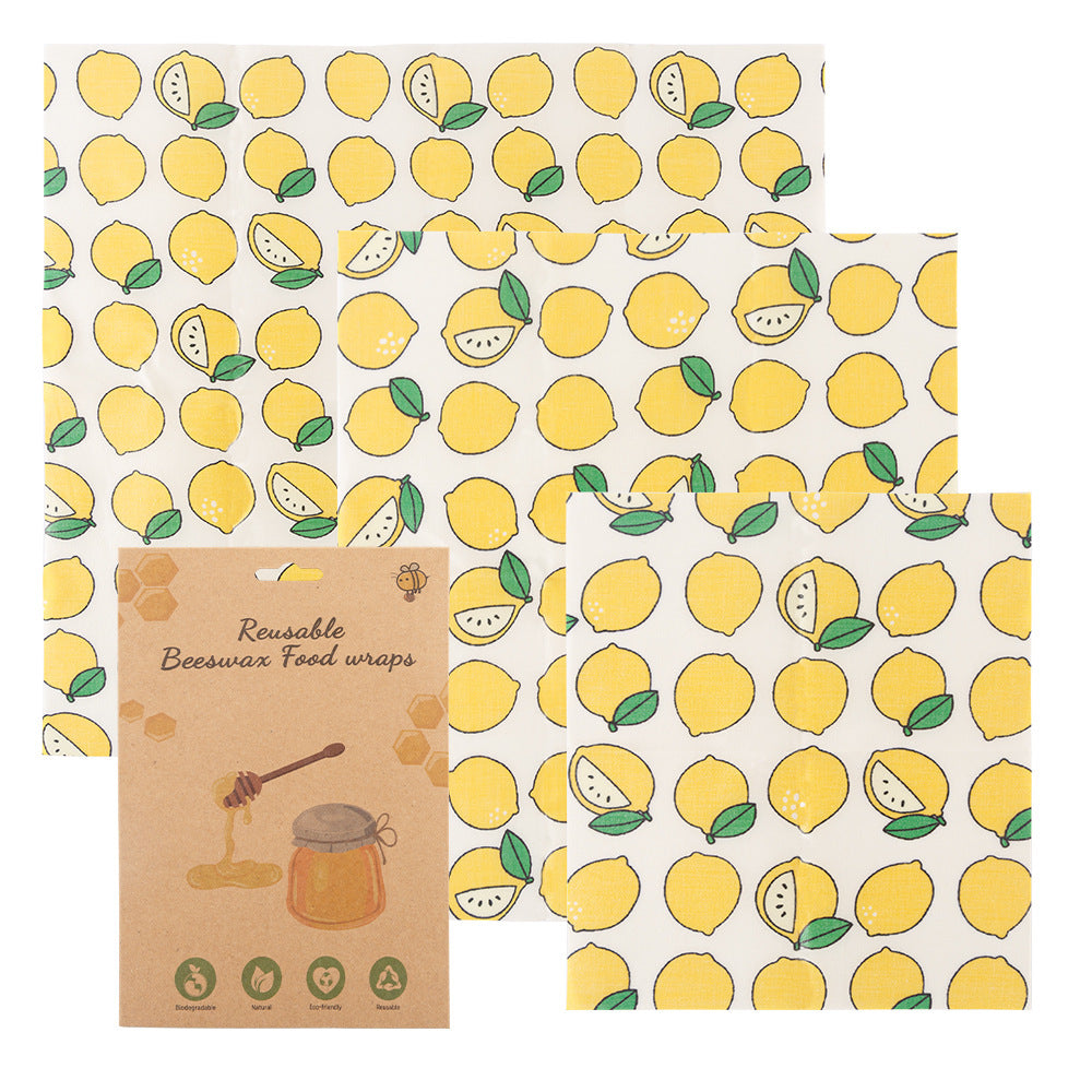 3-Piece Beeswax Food Wraps - Eco-Friendly, Reusable Food Storage Cloths