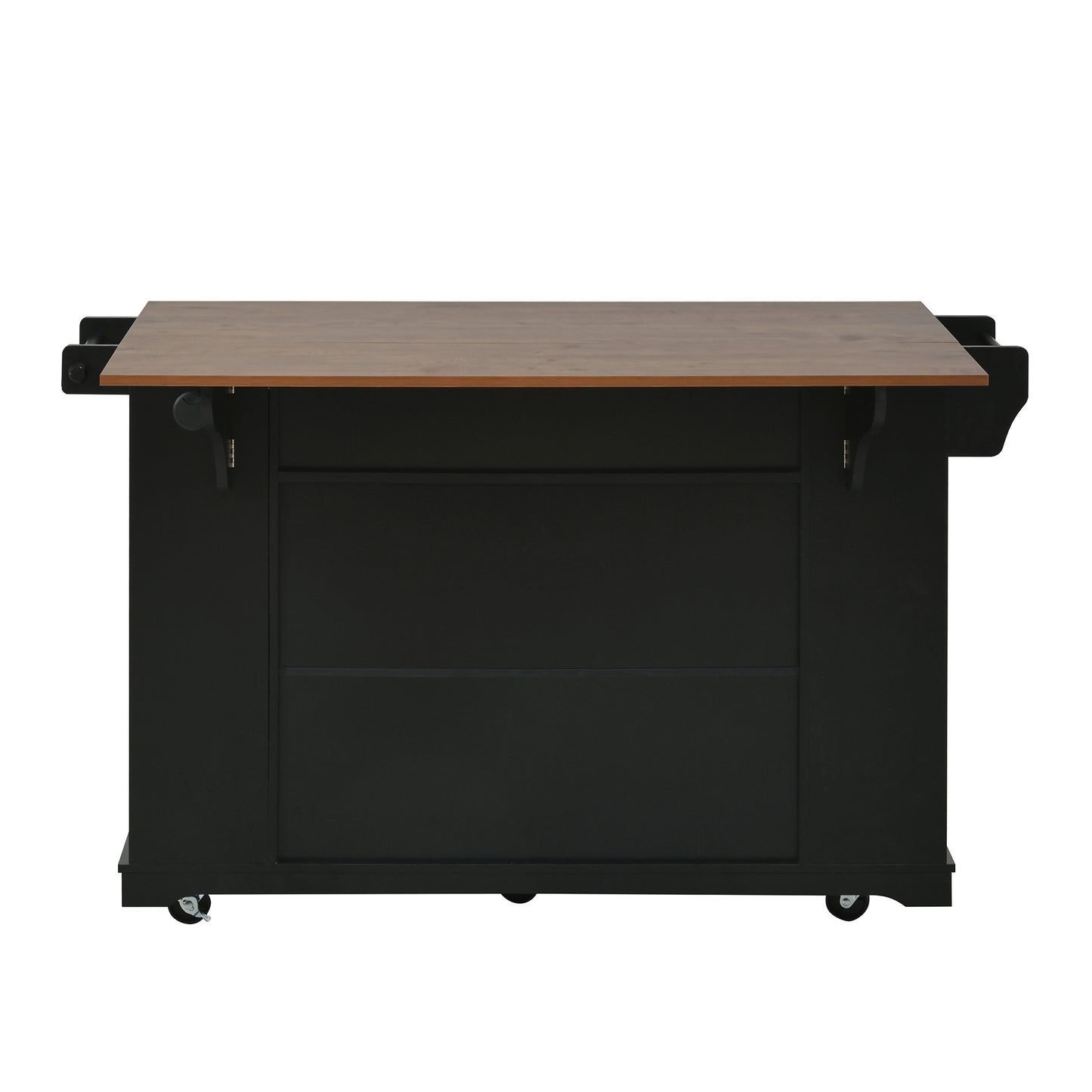 54" Mobile Kitchen Island with Glass Door Storage & Power Outlet