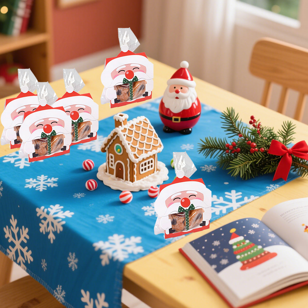 Christmas Gift Boxes with Transparent Bags - 8 Pack