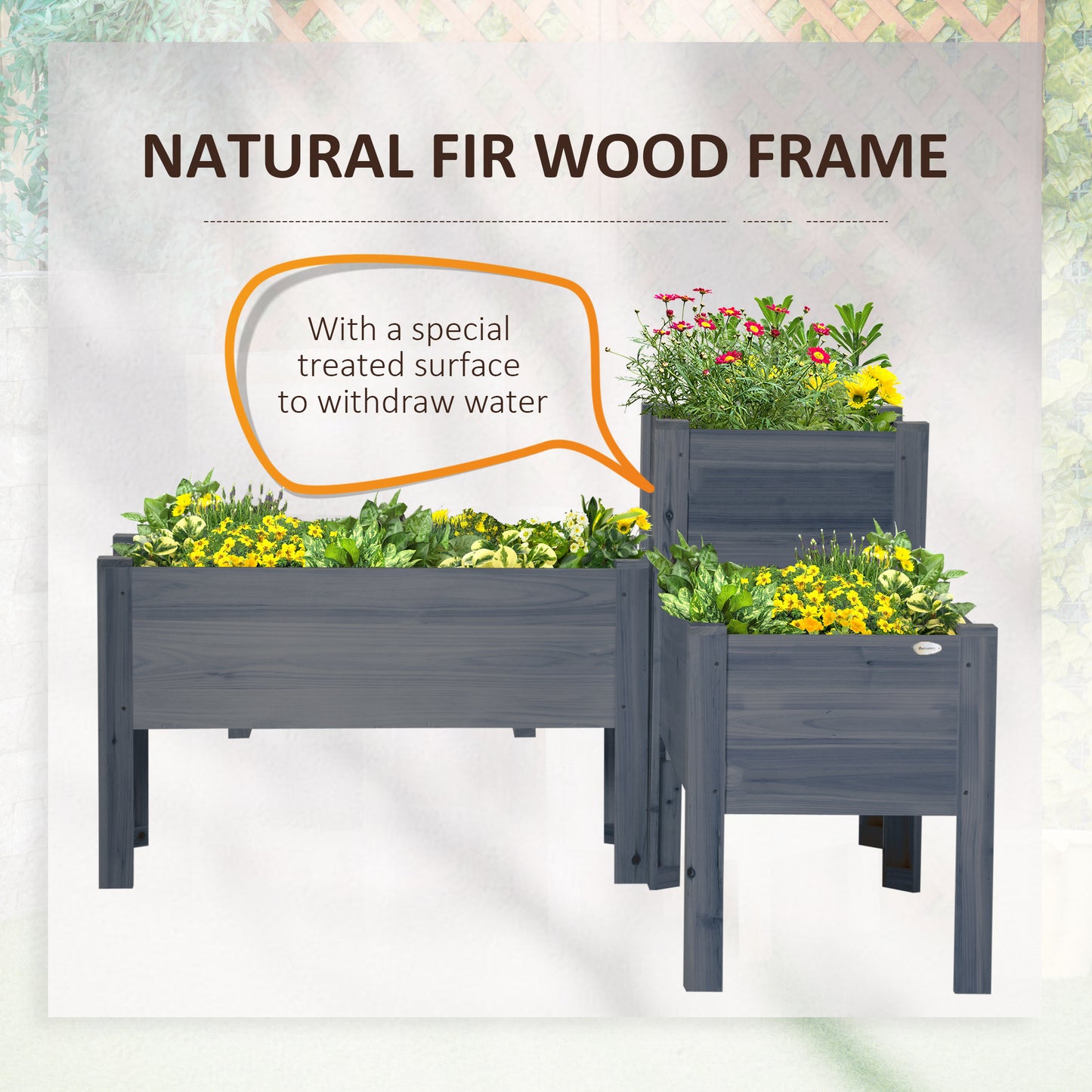 Raised Garden Bed Set of 3 with Legs - Wooden Planter Boxes for Vegetables Herbs