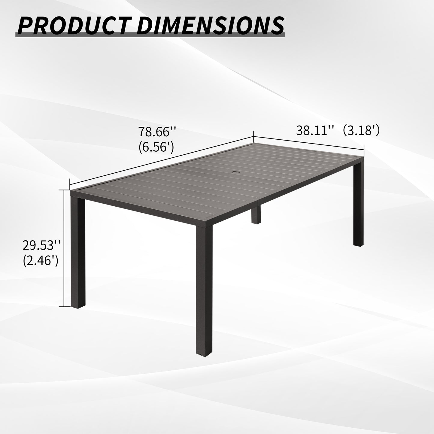 Outdoor Dining Table For 8 Person,Square Slatted Metal Patio Deck