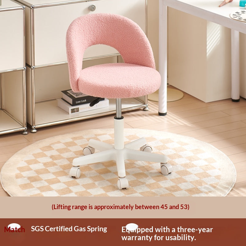 Fleece-Lined Computer Chair for Girls' Bedrooms - Multiple Colors