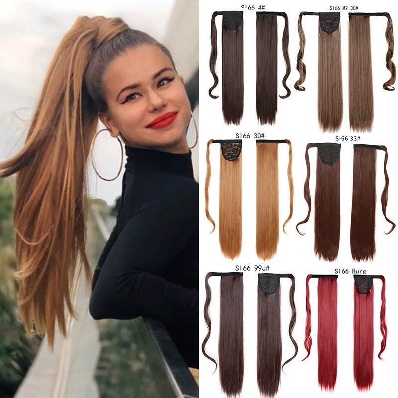 Long Straight Synthetic Hair Velcro Ponytail - Multiple Colors