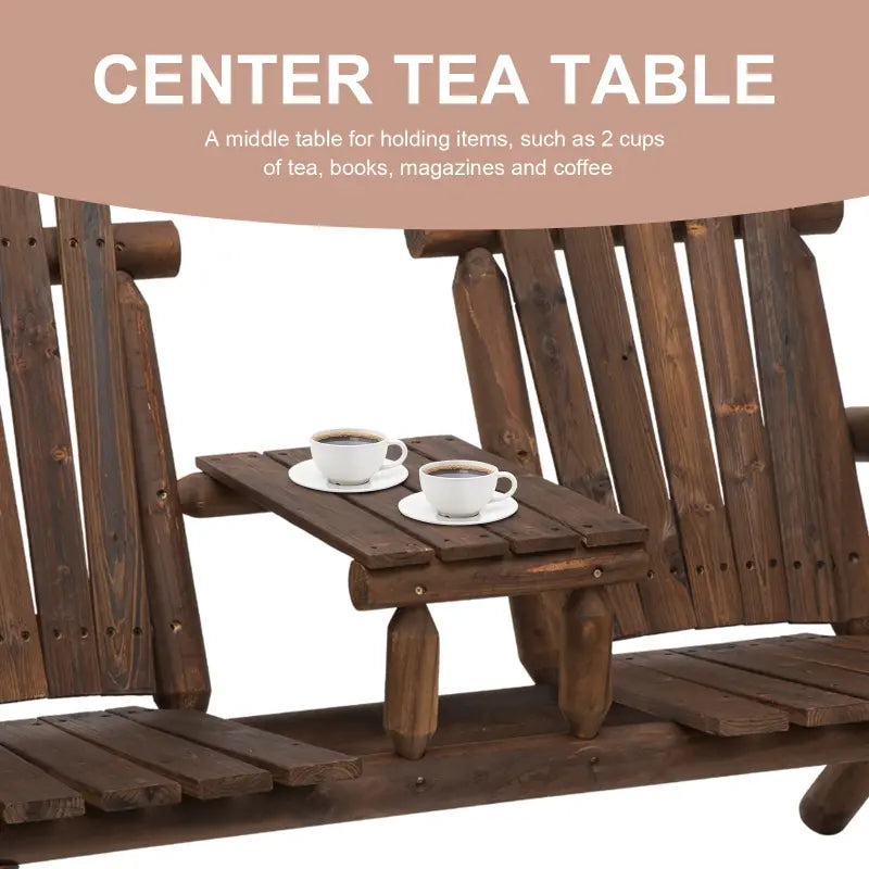 Adirondack Outdoor Patio Chair Bench with Coffee Table - Carbonized