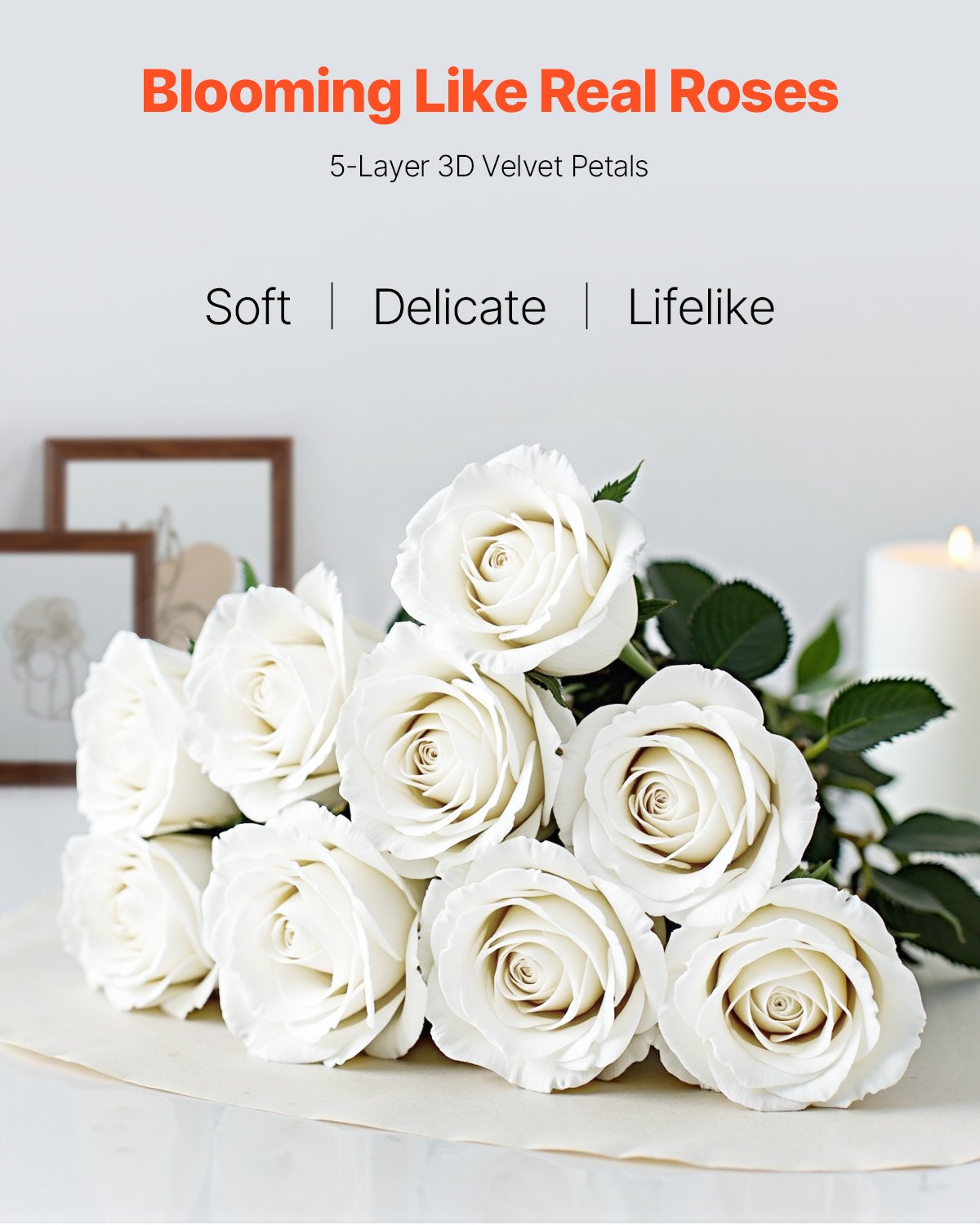 120 White Artificial Rose Flowers for Home Decor & Floral Arrangements