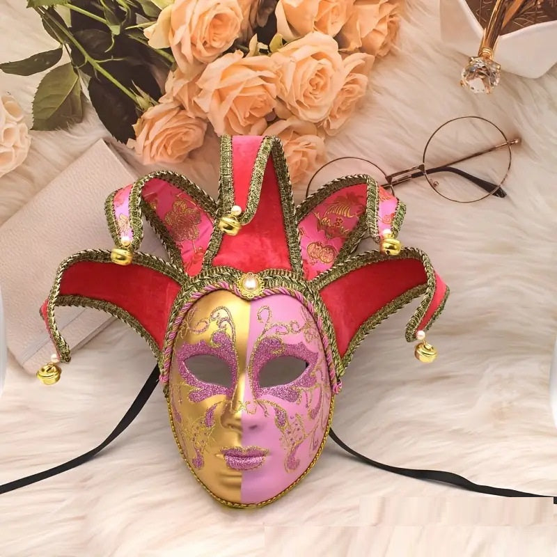 Halloween Painted Yin and Yang Mask - Venetian Party Mask for Festive Events