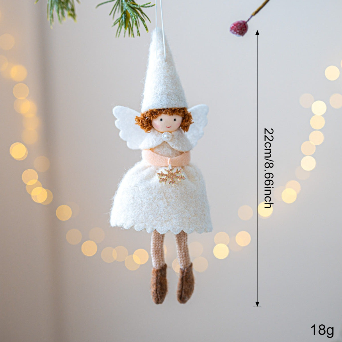 Christmas Girl Angel Felt Pendant Decor - White & Pink Holiday Ornaments