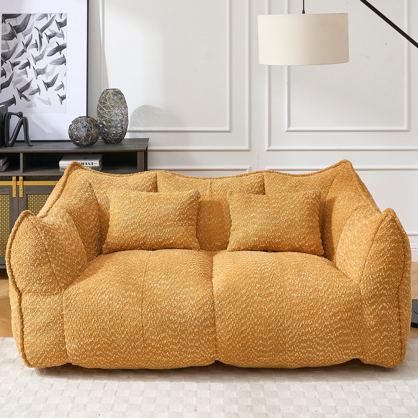 Yellow Beanbag Chair with Foam Core for Comfort & Relaxation