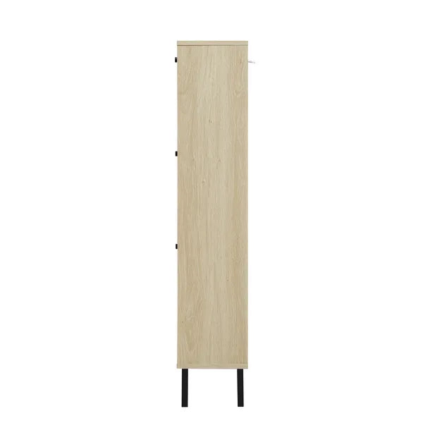 Rattan 3 Door Shoe Rack, Freestanding Modern Storage Cabinet, For