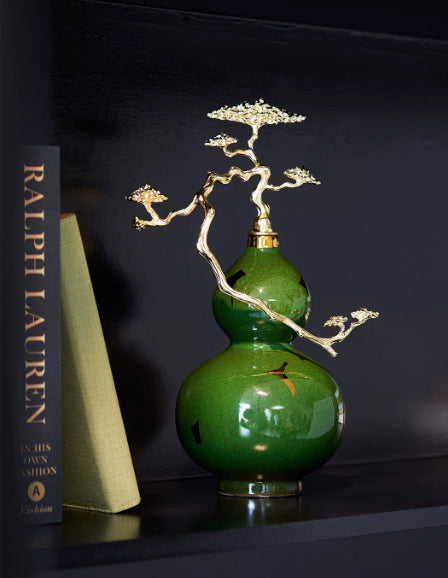 Chinese Style Gourd Desktop Ornament for Living Room - Porcelain Decor