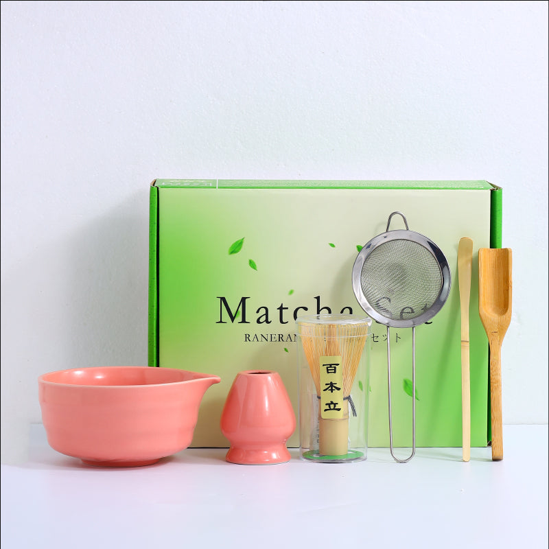 Japanese Tea Ceremony Set with Matcha Bowls & Whisks - Multiple Colors