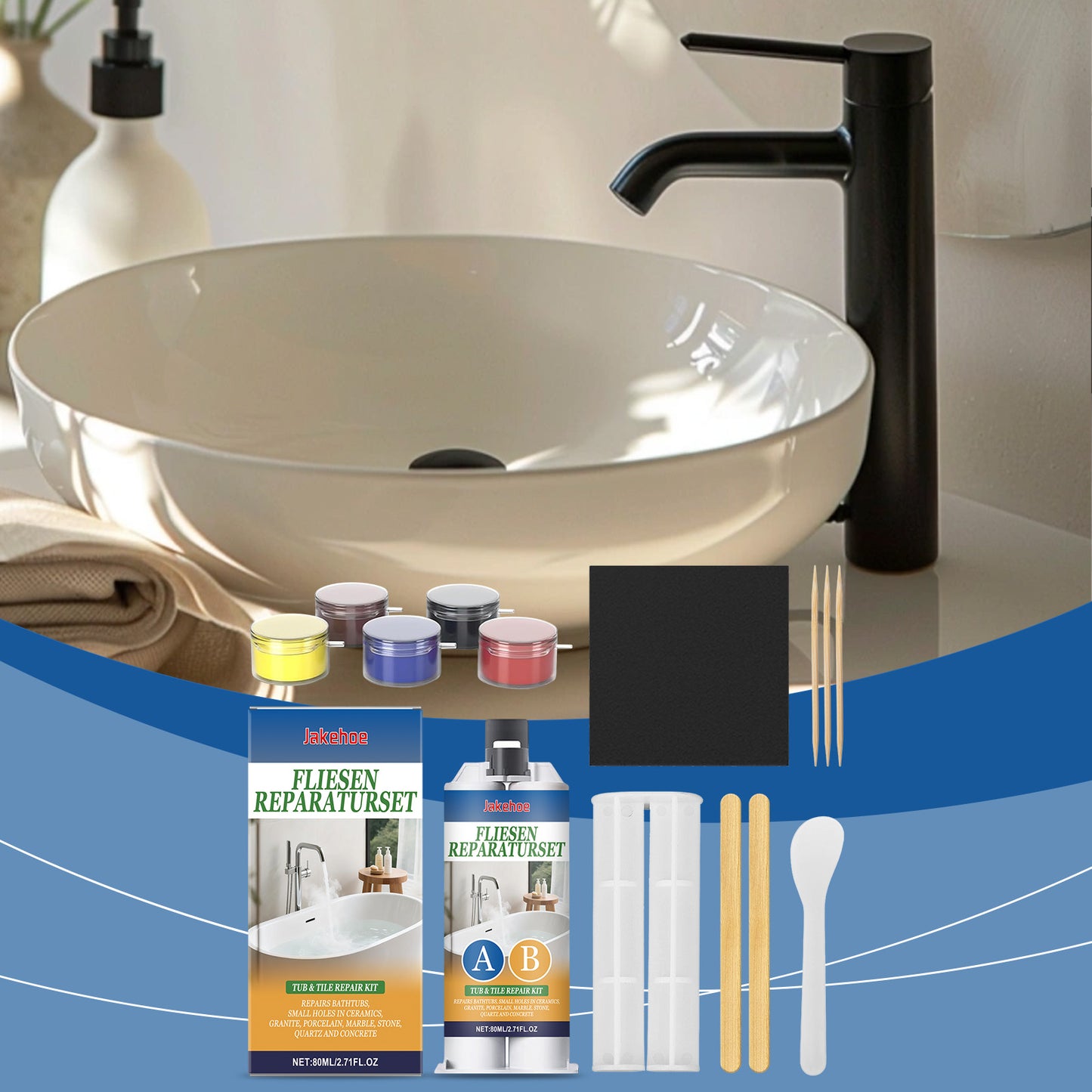 Ceramic Tile Repair Kit - Seamless Bonding for Bathroom & Kitchen Surfaces