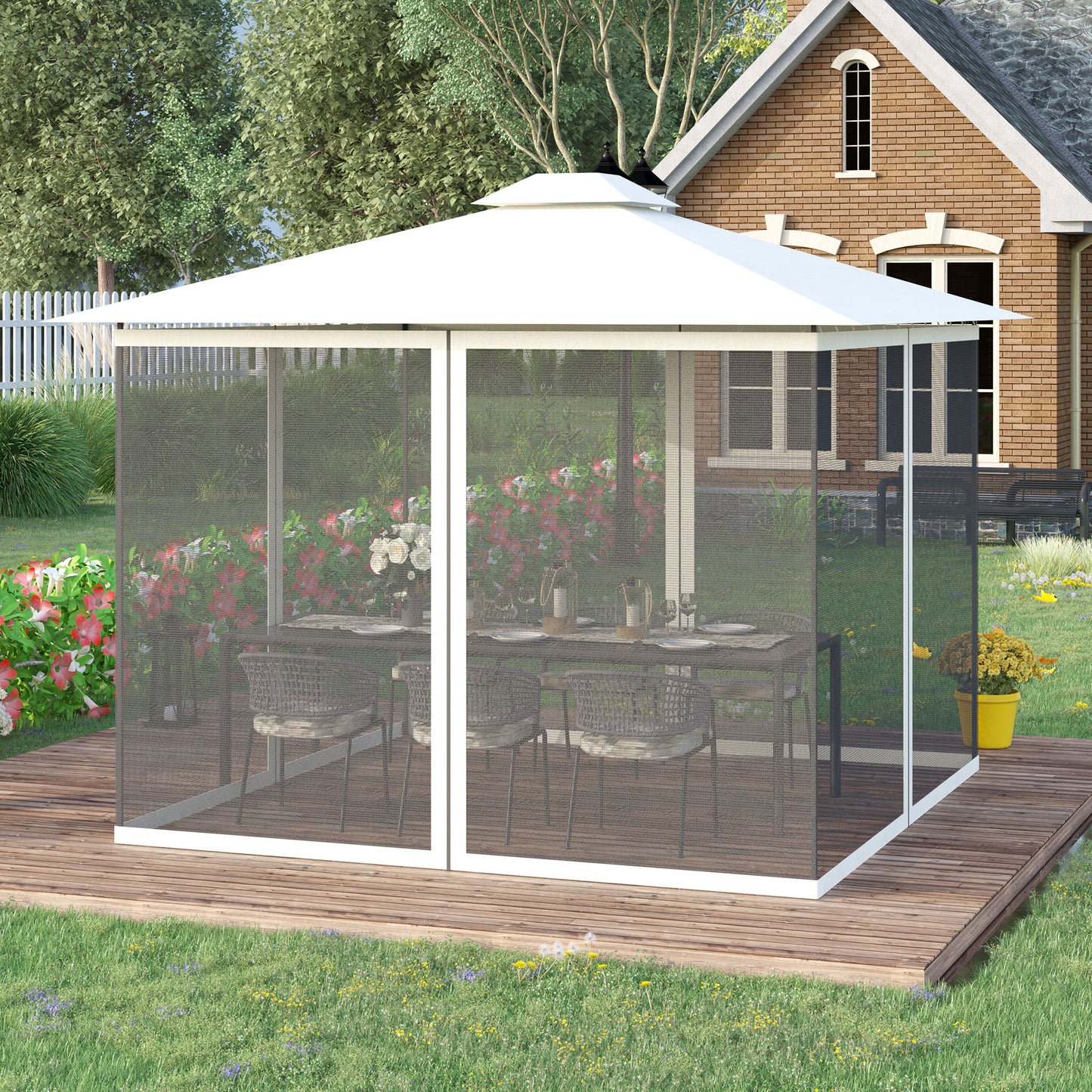 Replacement Mesh Sidewall Netting for 9.8' x 13.1' Gazebos - White