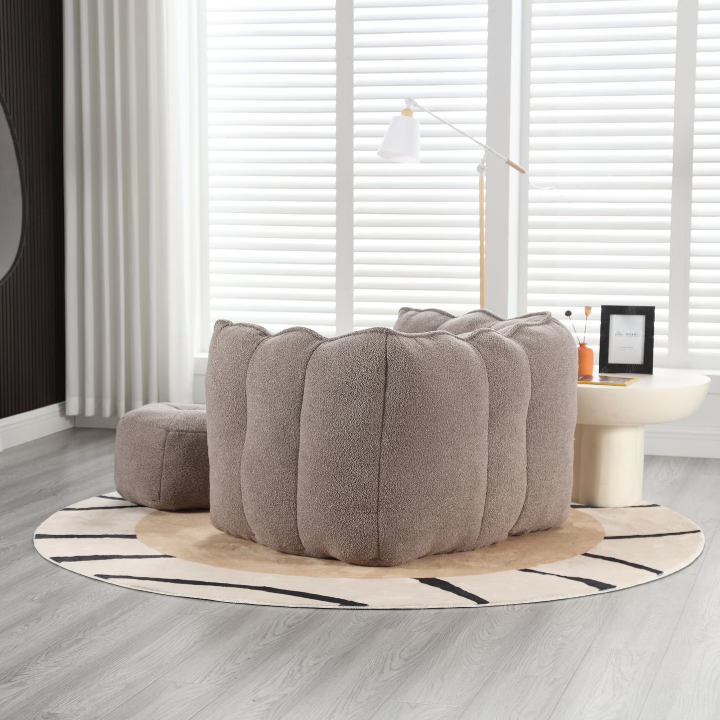 Coffee Soft Bean Bag Chair with Foam Filling - Comfortable Lazy Sofa