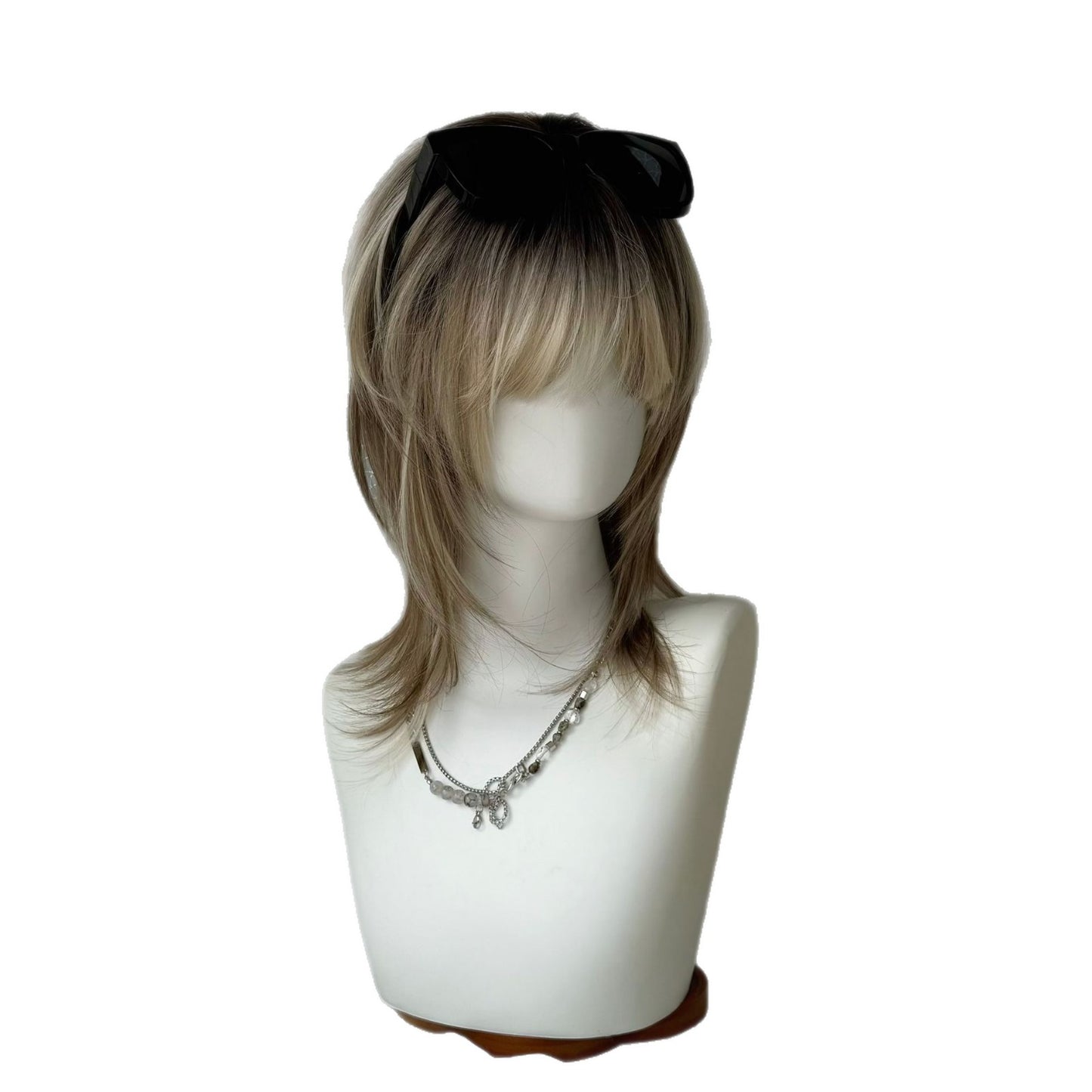 Unisex Golden Brown Full-Head Wig with Hair Net & Accessories