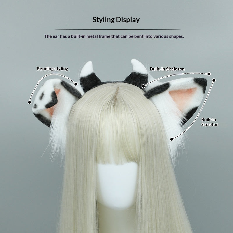 Cute Handmade Plush Hair Accessories for Kids and Adults - Cow Pattern Headbands
