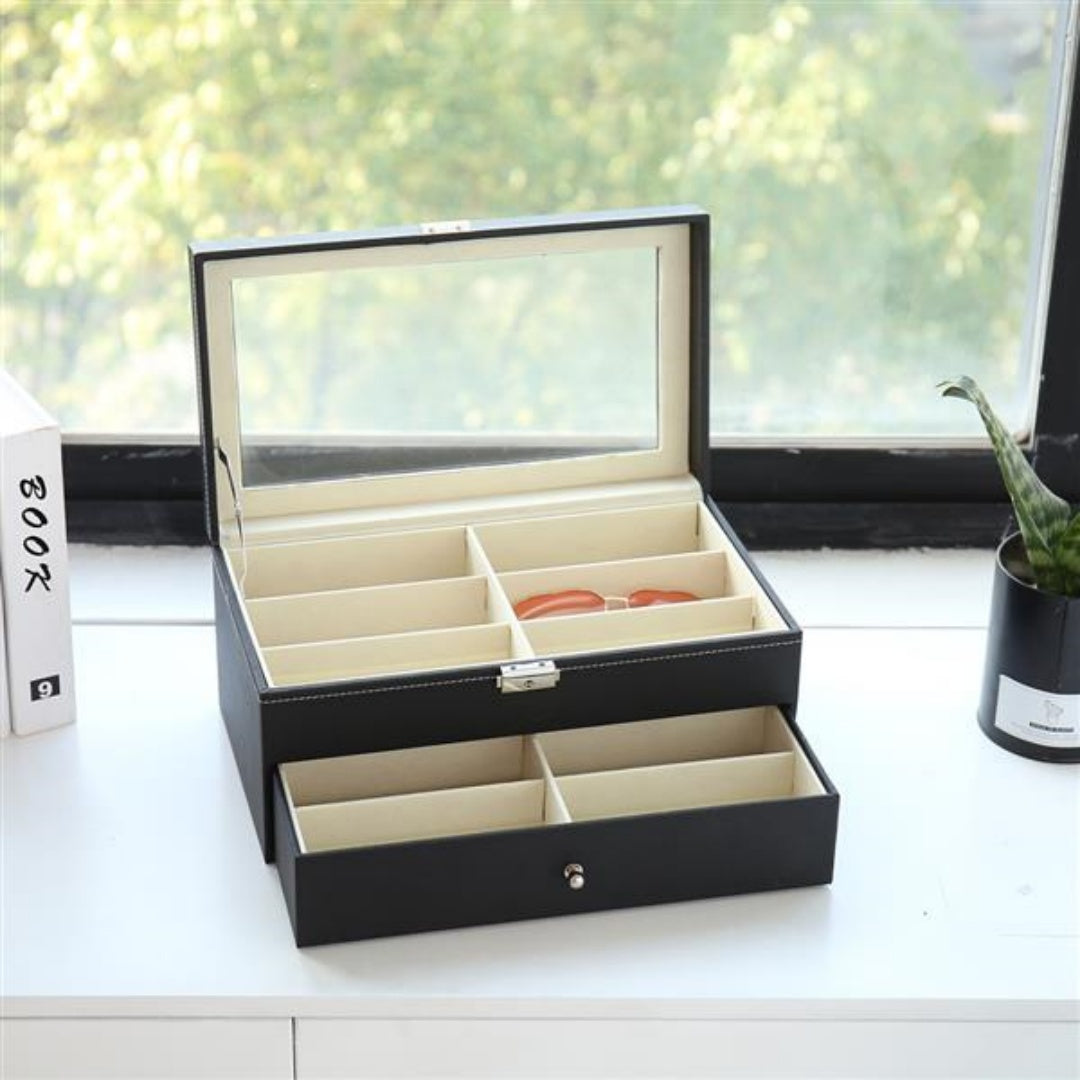 Leather 12 Piece Eyeglasses Storage And Sunglass Glasses Display