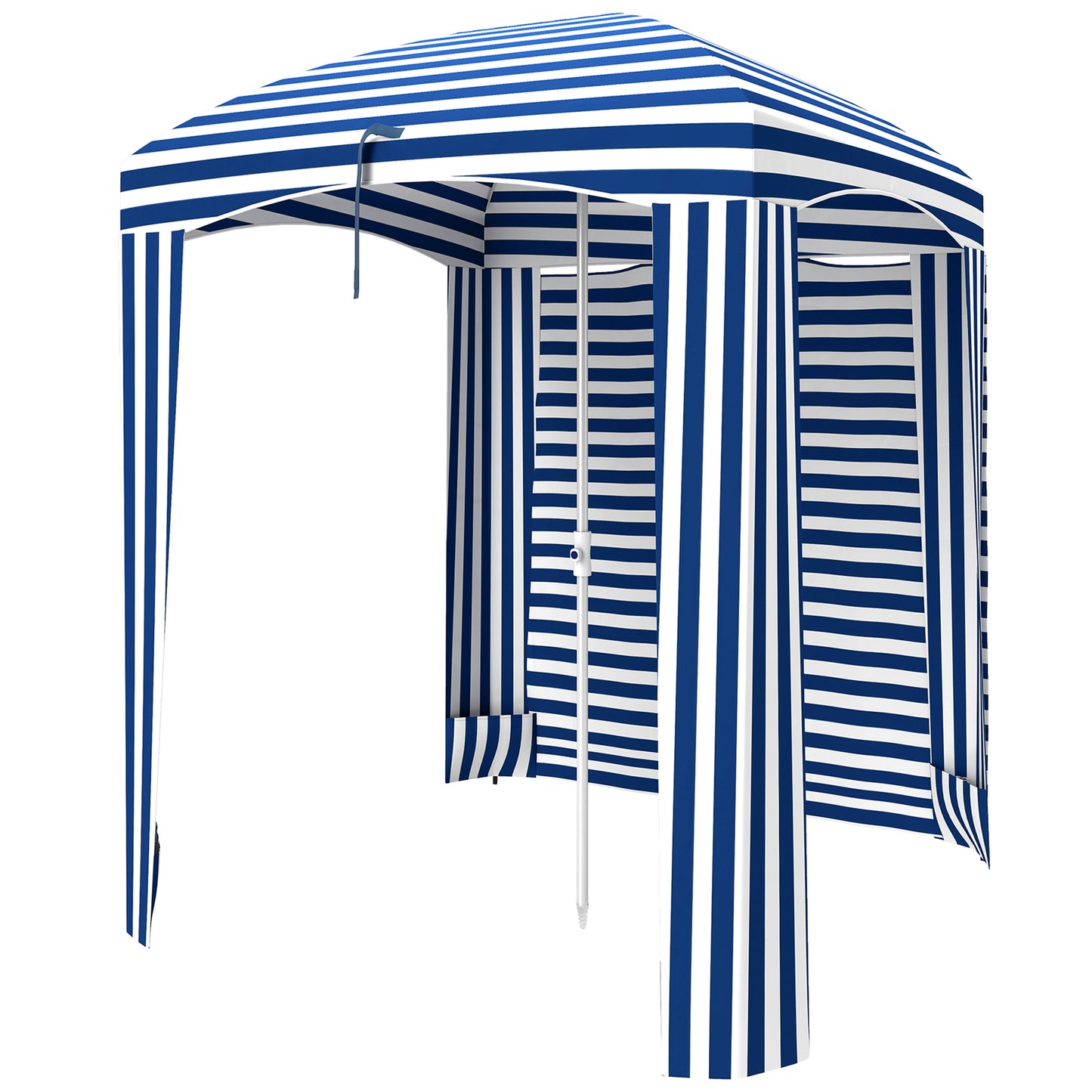 Beach Cabana Umbrella with Walls & Vents - Blue White Stripe